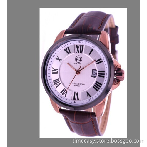 Genuine Crown Leather Watch with Japan Movement